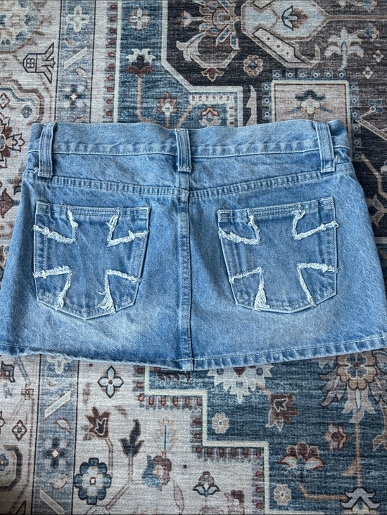 Brandy Melville Dresses & Skirts - Brandy melville mini denim skirt with cross pockets